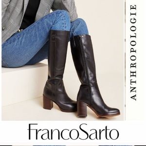 Franco Sarto Anthropologie Leather Black Boots